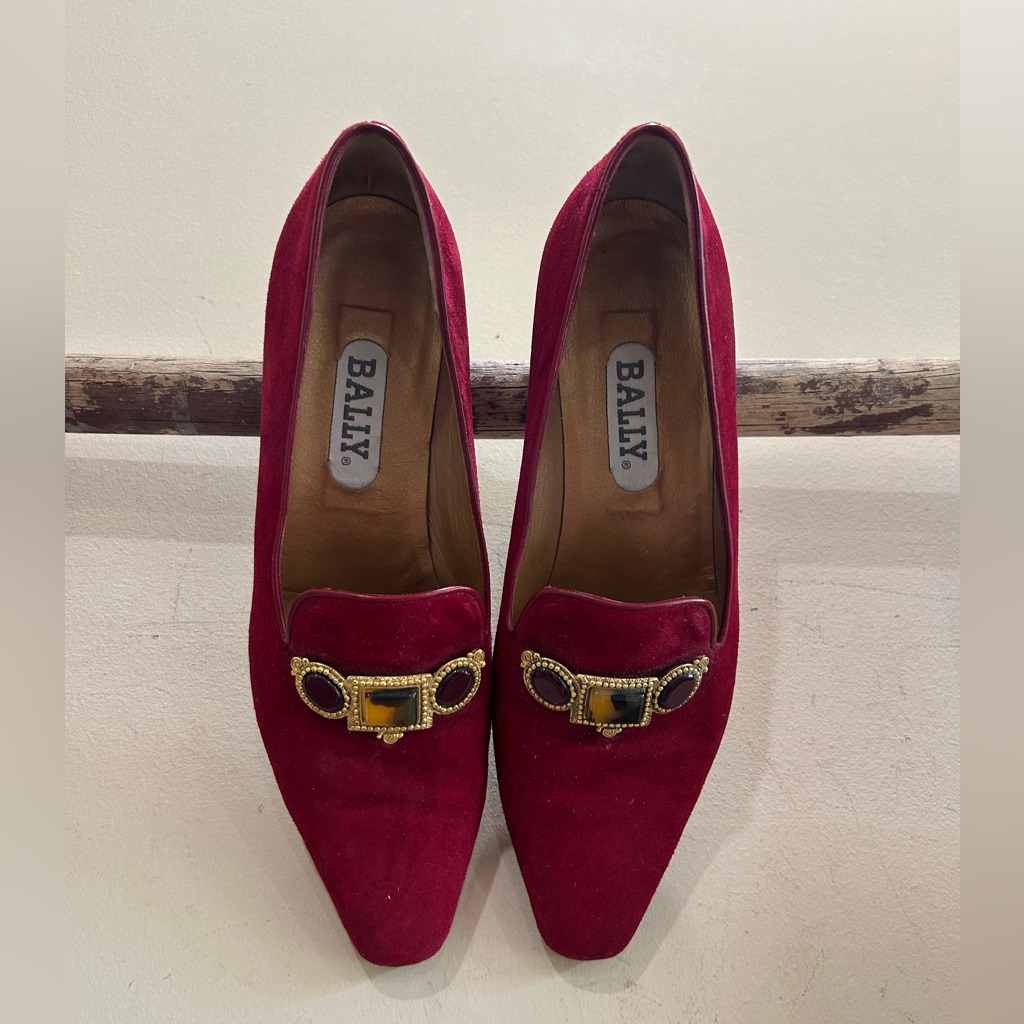 Bally Suede Red Loafers